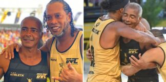 Роналдиньо и Ромарио померялись силами в футволей