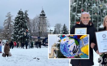 На Львовщине из елки украли игрушки, которые вышила жена защитника, установив рекорд. Фото